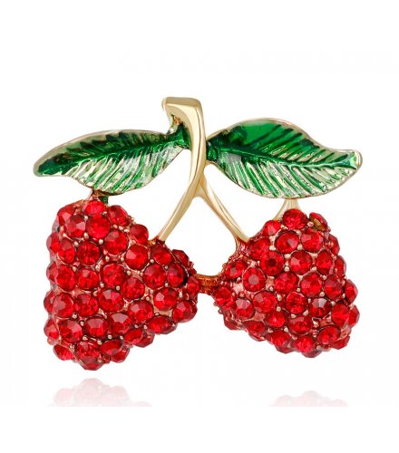 SB261 - Diamond-encrusted cherry brooch